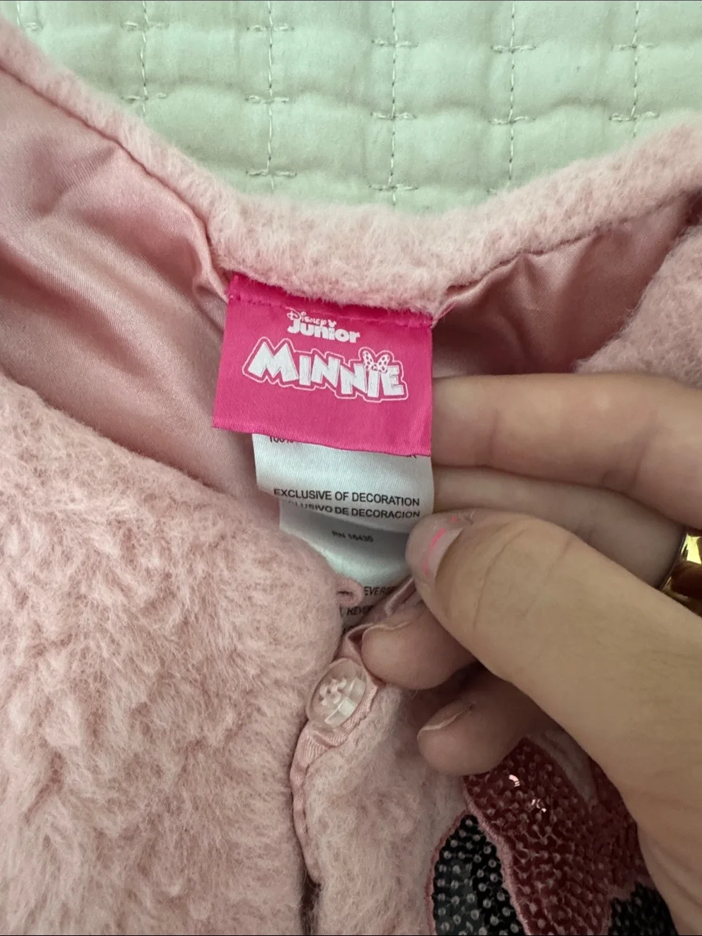 Disney Light Pink Faux Fur Minnie Vest with Sequin Bow